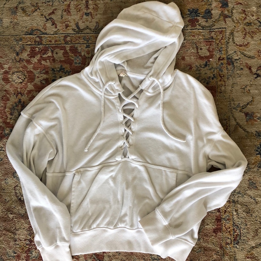 Free People Movement White Cotton Hoodie